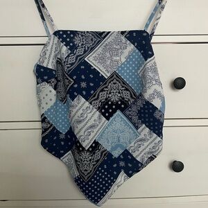 French Kiss Blue Asymmetrical Sleeveless Bodysuit